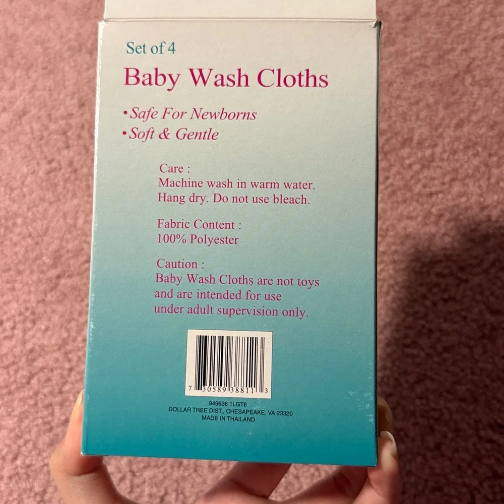 Baby Wash Cloths Set - Green, White, Yellow, Pink